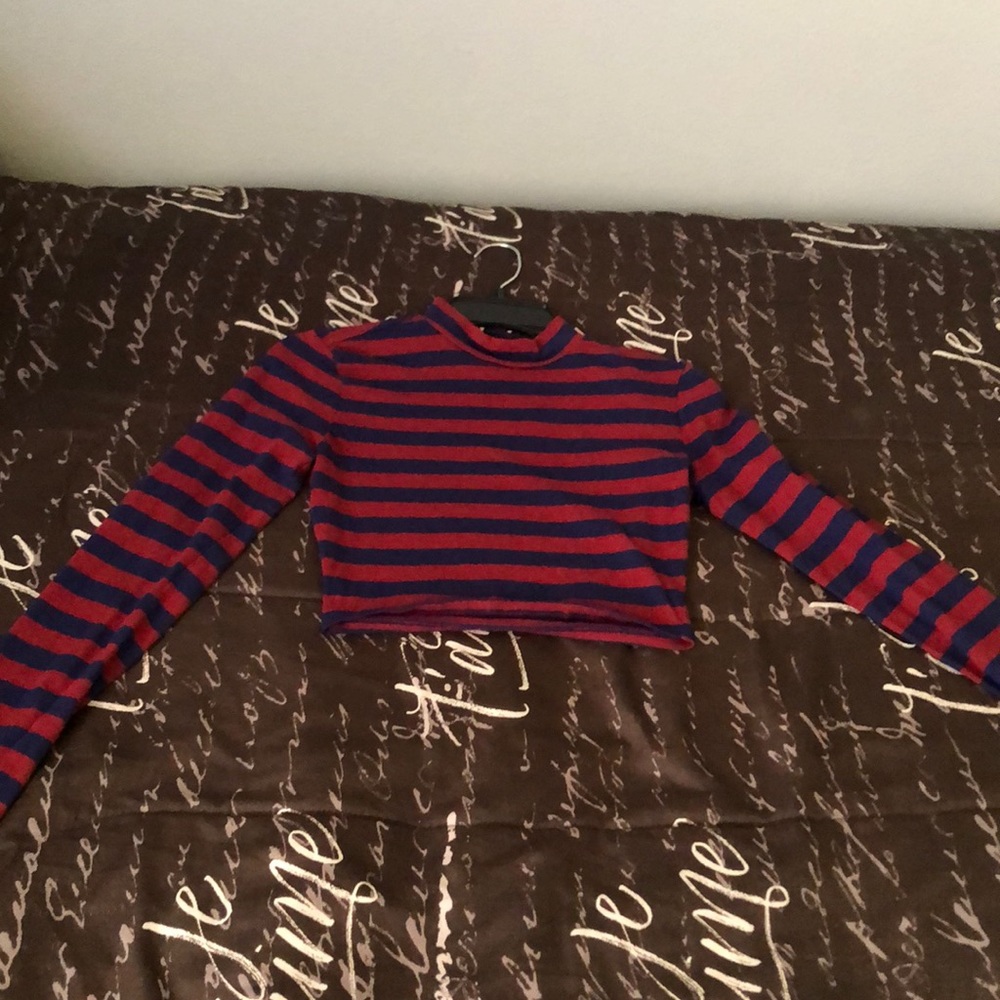 Striped Long-sleeve Crop Top